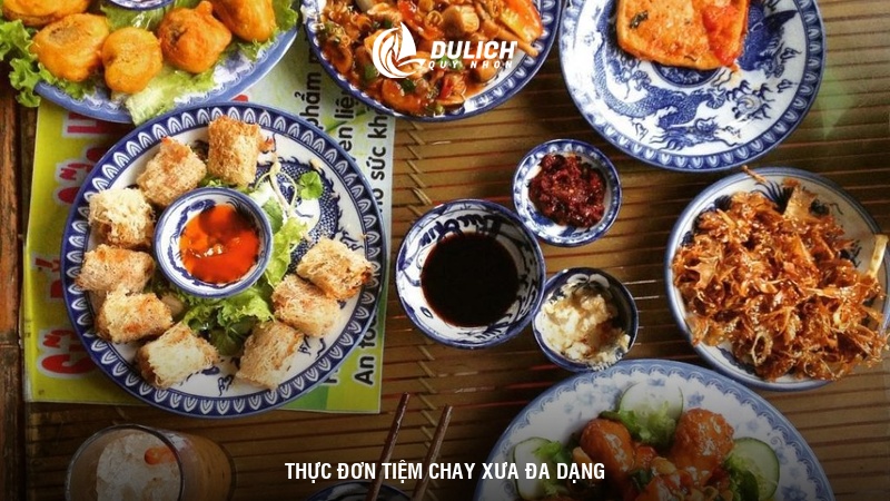 Thực đơn tiệm chay xưa đa dạng 
