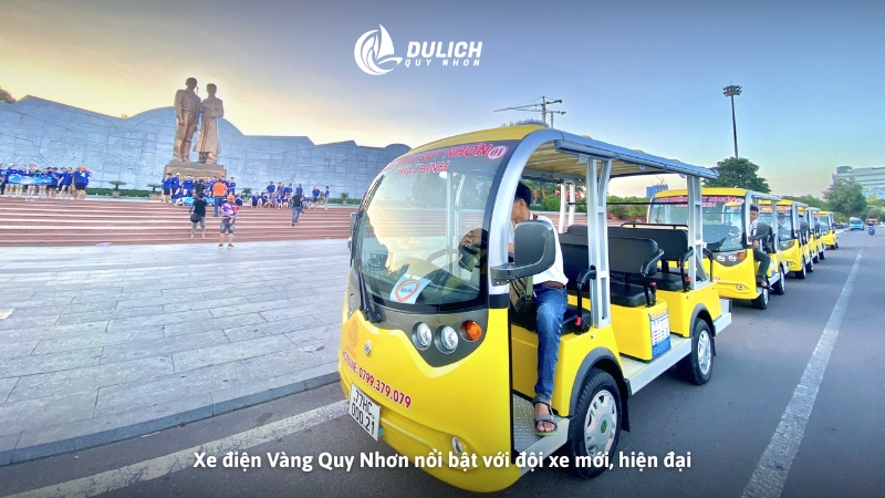 Xe điện Vàng Quy Nhơn nổi bật với đội xe mới, hiện đại