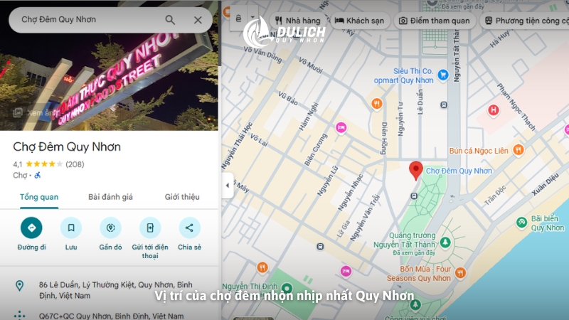 Vị trí của chợ đêm nhộn nhịp nhất Quy Nhơn