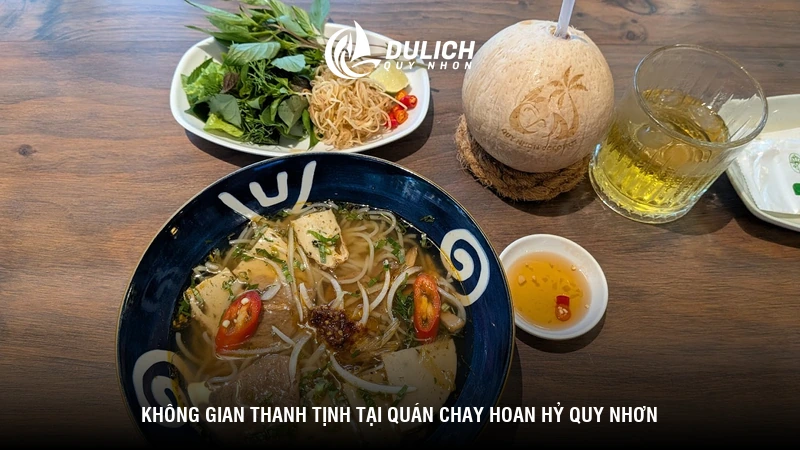 Không gian thanh tịnh tại quán chay hoan hỷ Quy Nhơn